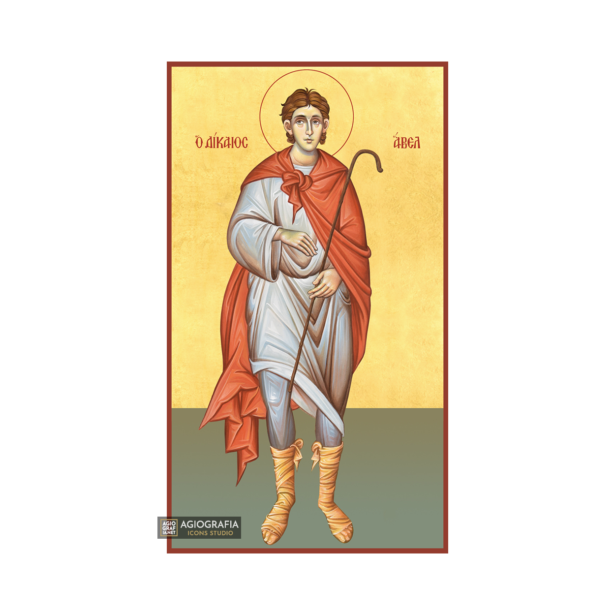 22k Rightful Abel Byzantine Greek Icon with Gold Leaf