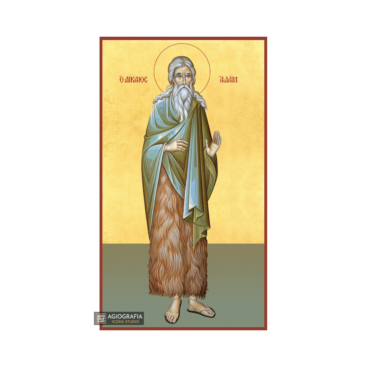 22k Rightful Adam Gold Leaf Background Christian Greek Icon