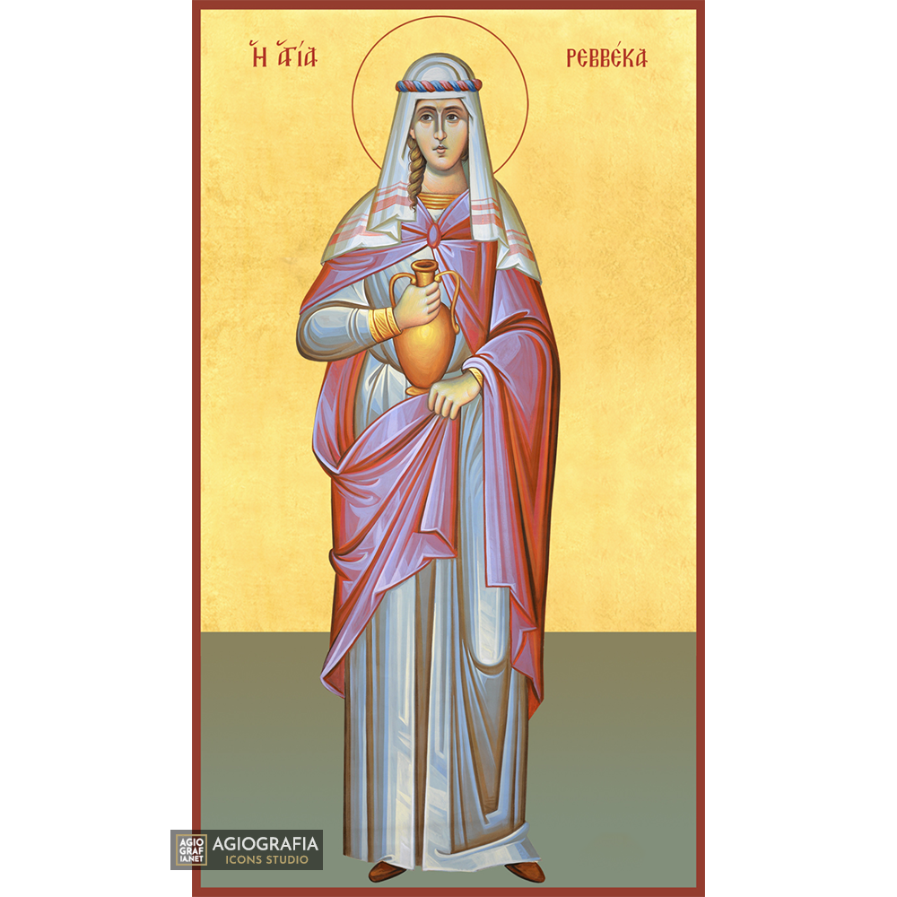 St Rebecca Byzantine Greek Wood Icon with 22 karats Gold Leaf