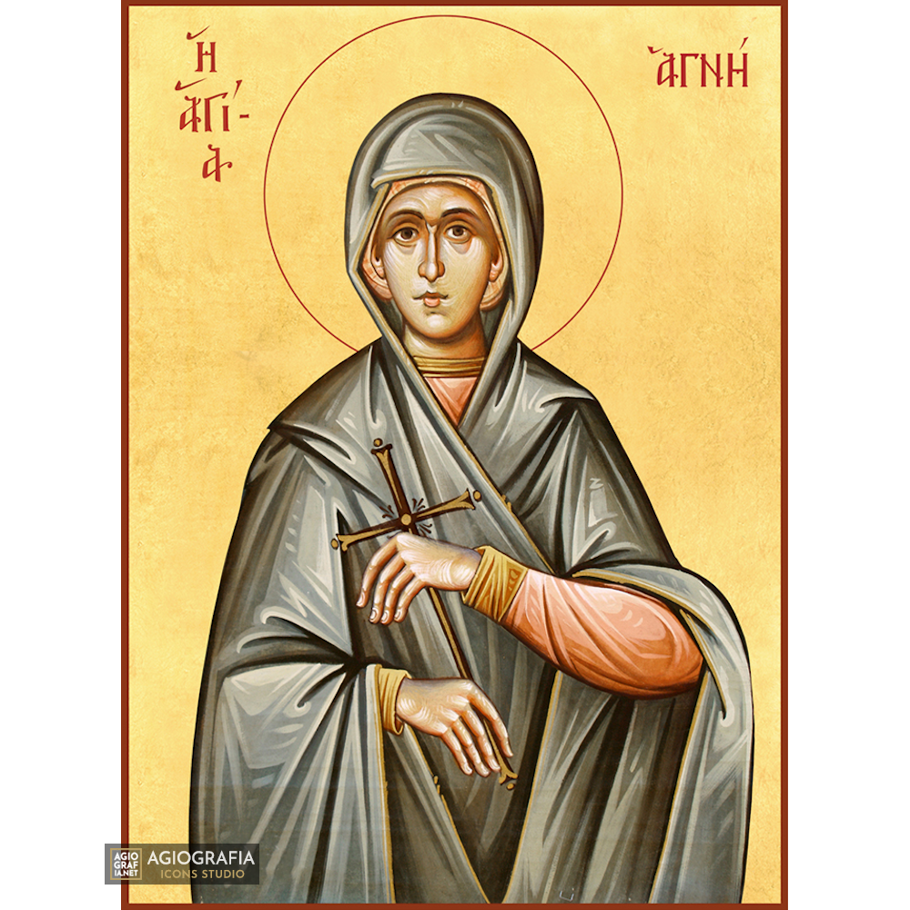 22k St Agni - Gold Leaf Background Christian Orthodox Icon