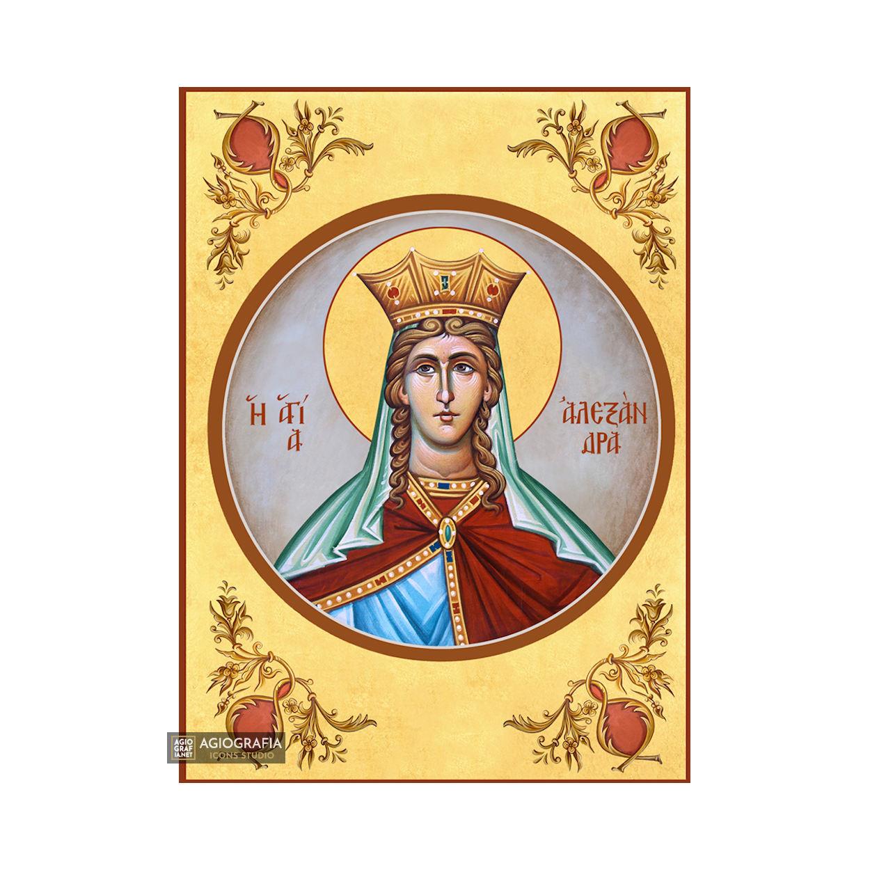 22k St Alexandra - Gold Leaf Background Christian Orthodox Icon