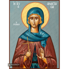 Saint Anastasia from Rome Orthodox Icon with Blue Background