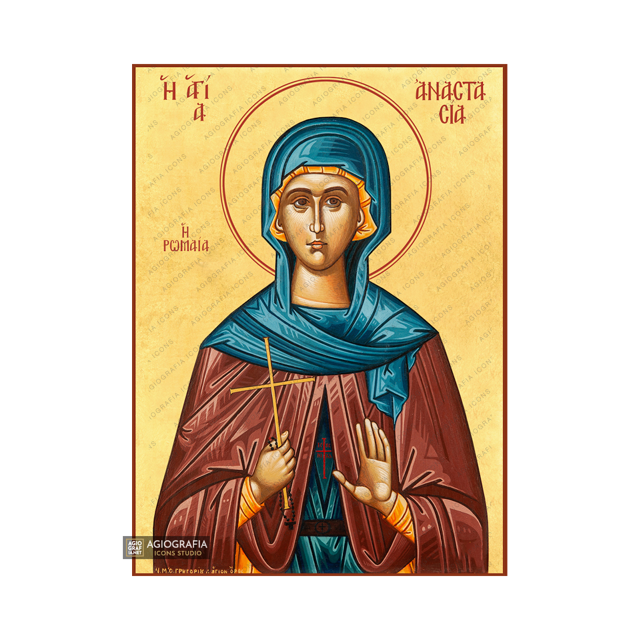 22k St Anastasia from Rome - Exclusive Mt Athos Gold Leaf Greek Icon