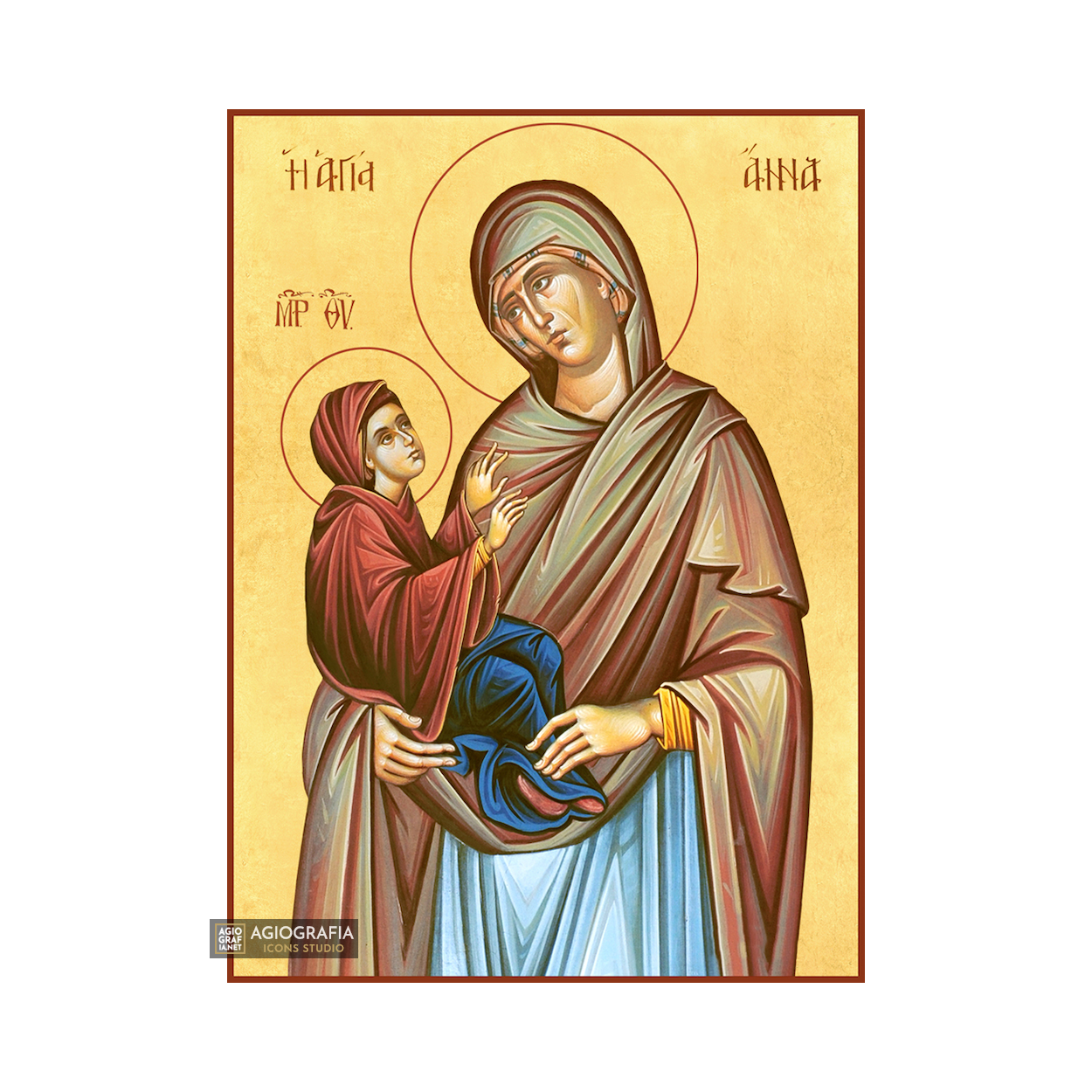 22k St Anna - Gold Leaf Background Christian Orthodox Icon