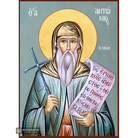 St Anthony of Veria Orthodox Icon with Blue Background