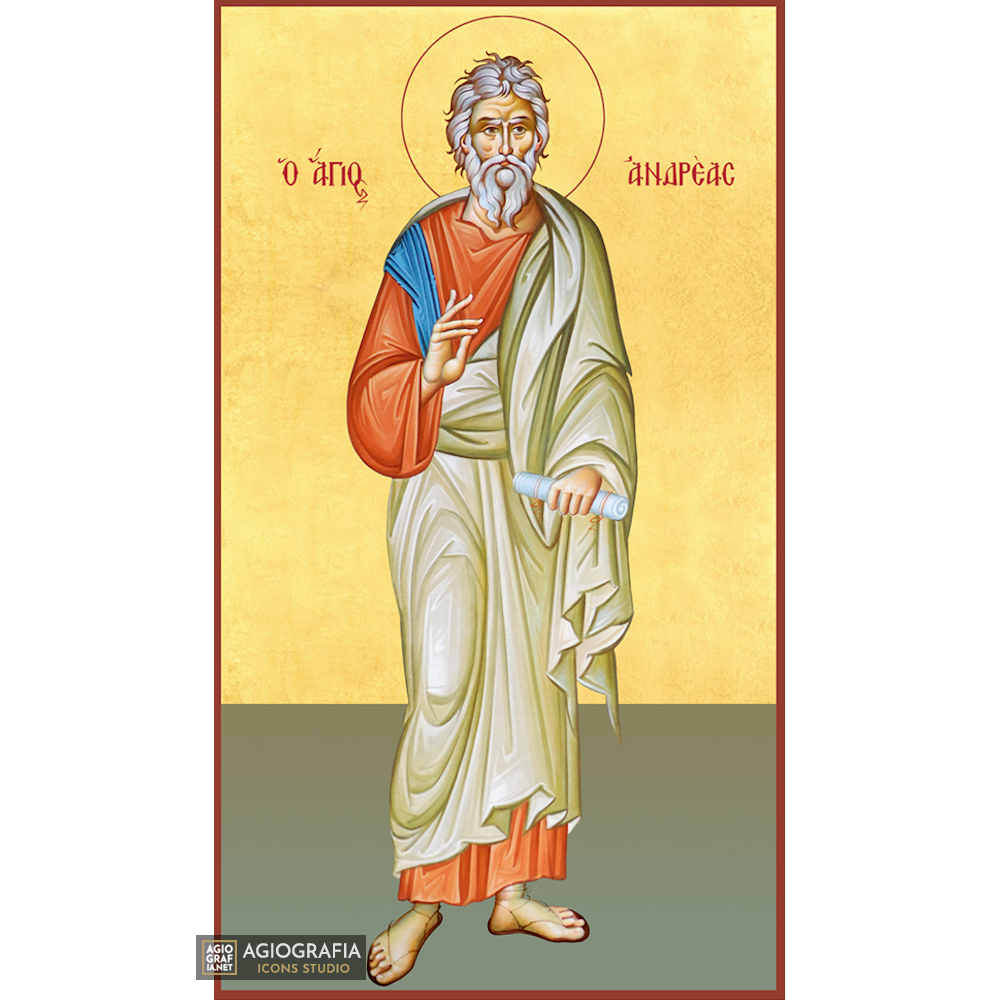22k St Apostle Andrew - Gold Leaf Background Christian Orthodox Icon