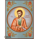 St Apostle Bartholomew Greek Wood Icon with Blue Background