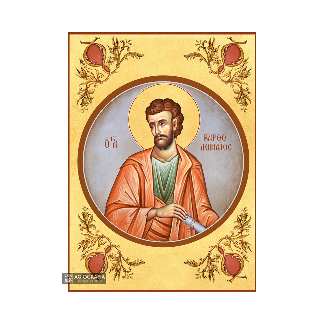 22k St Apostle Bartholomew - Gold Leaf Background Orthodox Icon