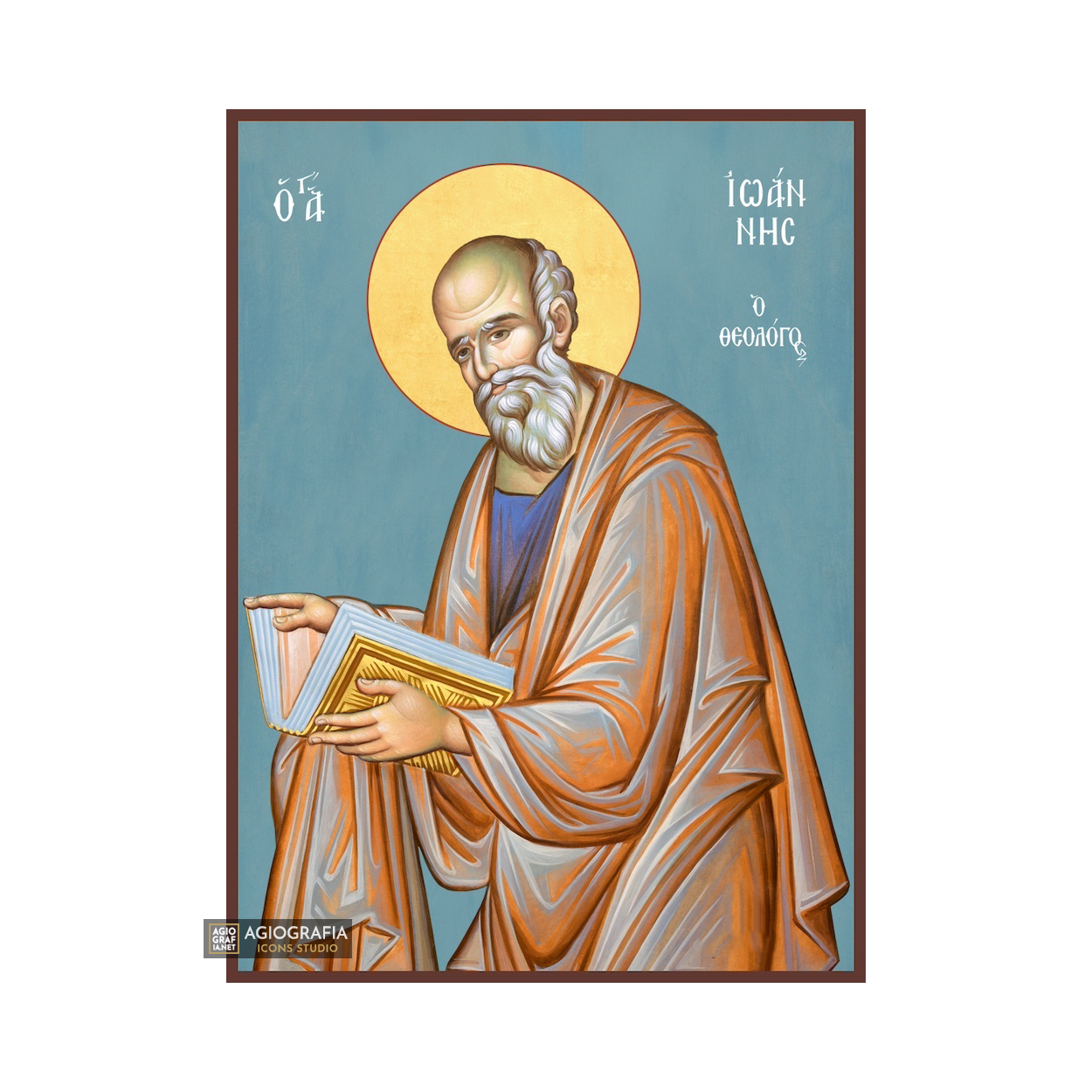 Saint Apostle John Orthodox Icon with Blue Background