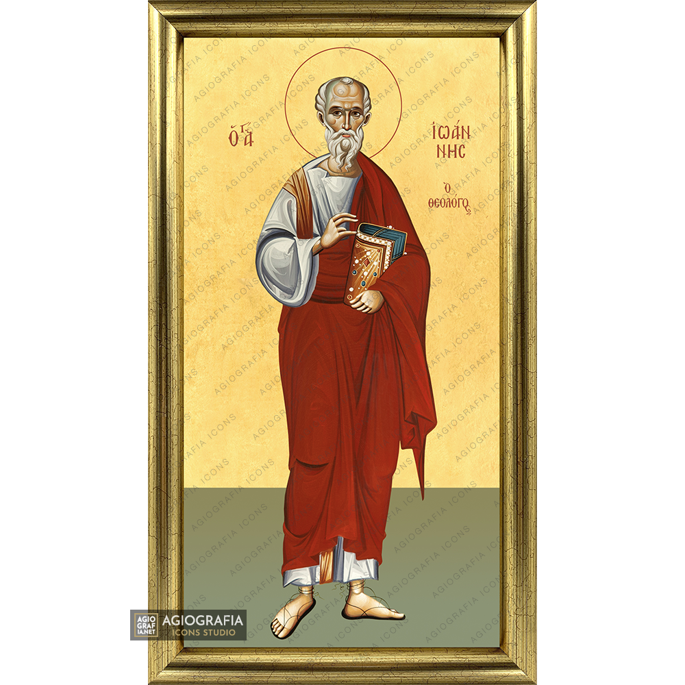 22k St Apostle John Framed Christian Icon with Gold Leaf