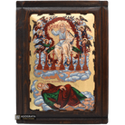 Apostle John Vision with 7 candlesticks Christian Icon with Gold Leaf