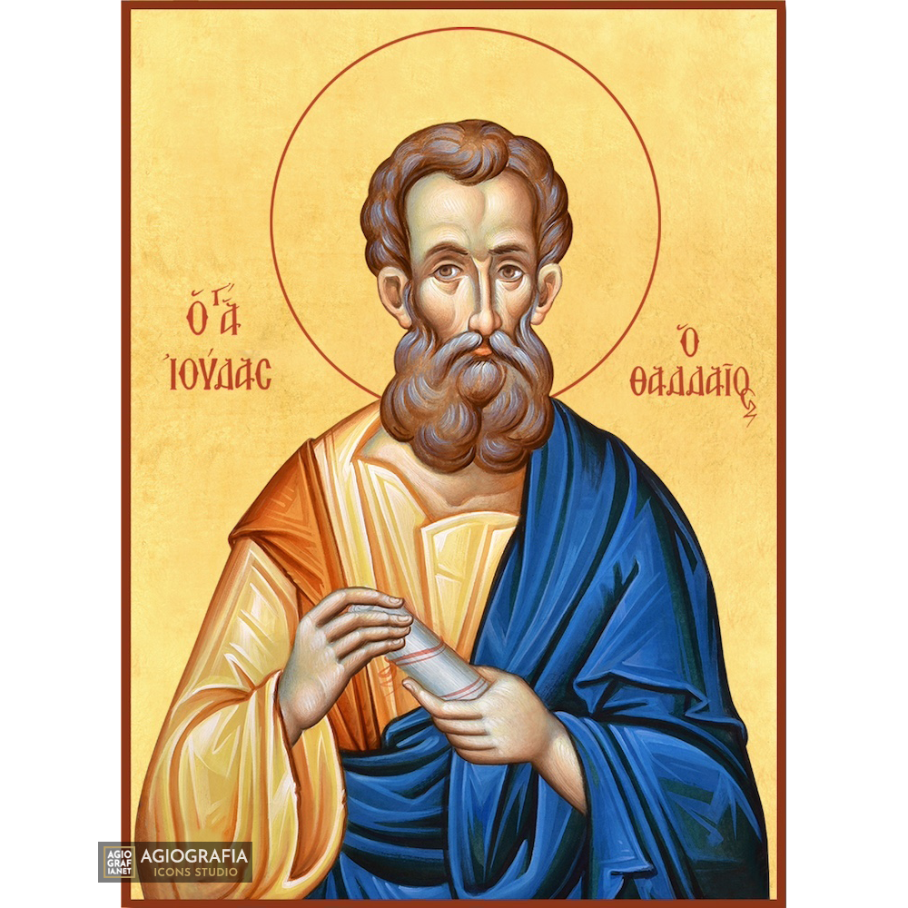 22k St Apostle Judas Thaddeus Greek Icon Gold Leaf Background