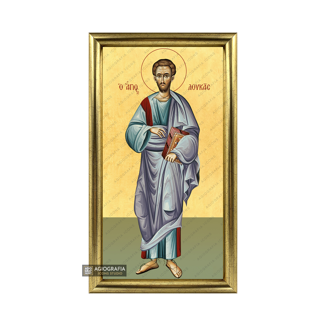 22k St Apostle Luke Framed Christian Icon with Gold Leaf