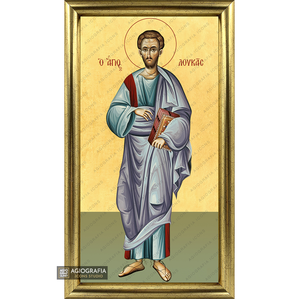 22k St Apostle Luke Framed Christian Icon with Gold Leaf
