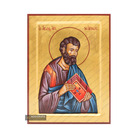 24k Saint Apostle Mark Handwritten Greek Icon with Matte Gold Leaves