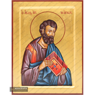 24k Saint Apostle Mark Handwritten Greek Icon with Matte Gold Leaves