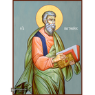 St Apostle Matthew Greek Orthodox Icon with Blue Background