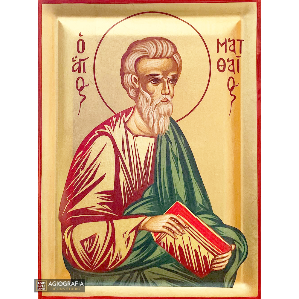 St Apostle Matthew Greek Orthodox Wood Icon With Gold Leaf – Agiografia 