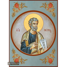 St Apostle Peter Greek Orthodox Icon with Blue Background