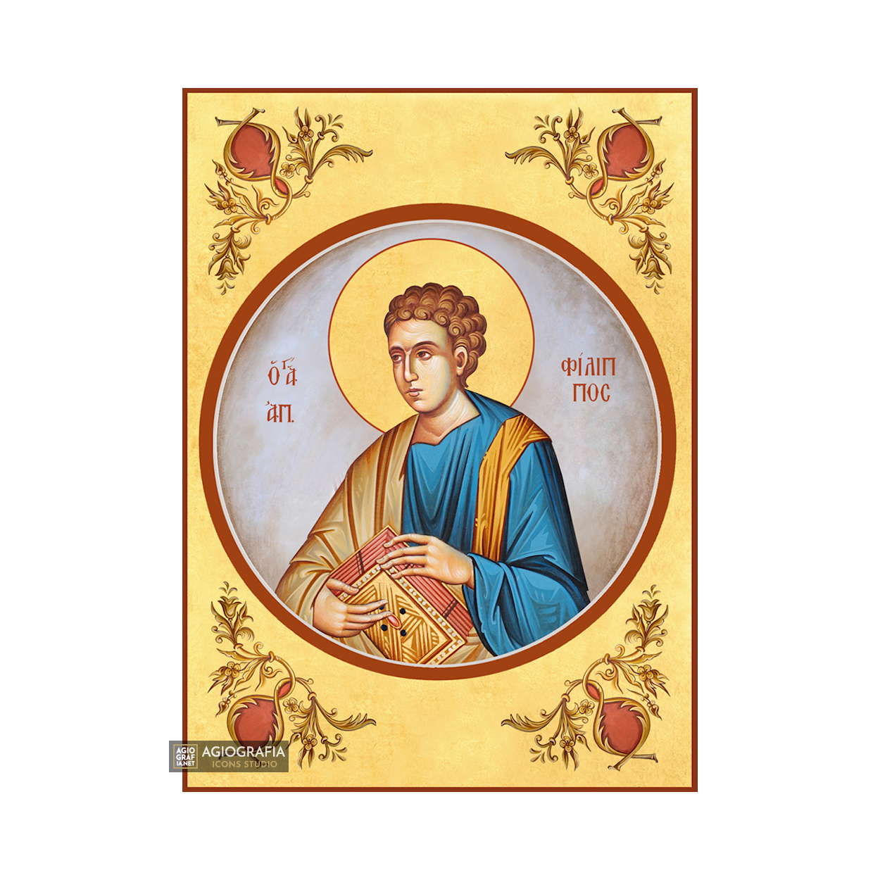 22k St Apostle Phillip - Gold Leaf Background Christian Orthodox Icon