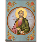 St Apostle Simon Christian Orthodox Icon with Blue Background