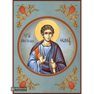 St Apostle Thomas Greek Orthodox Icon with Blue Background
