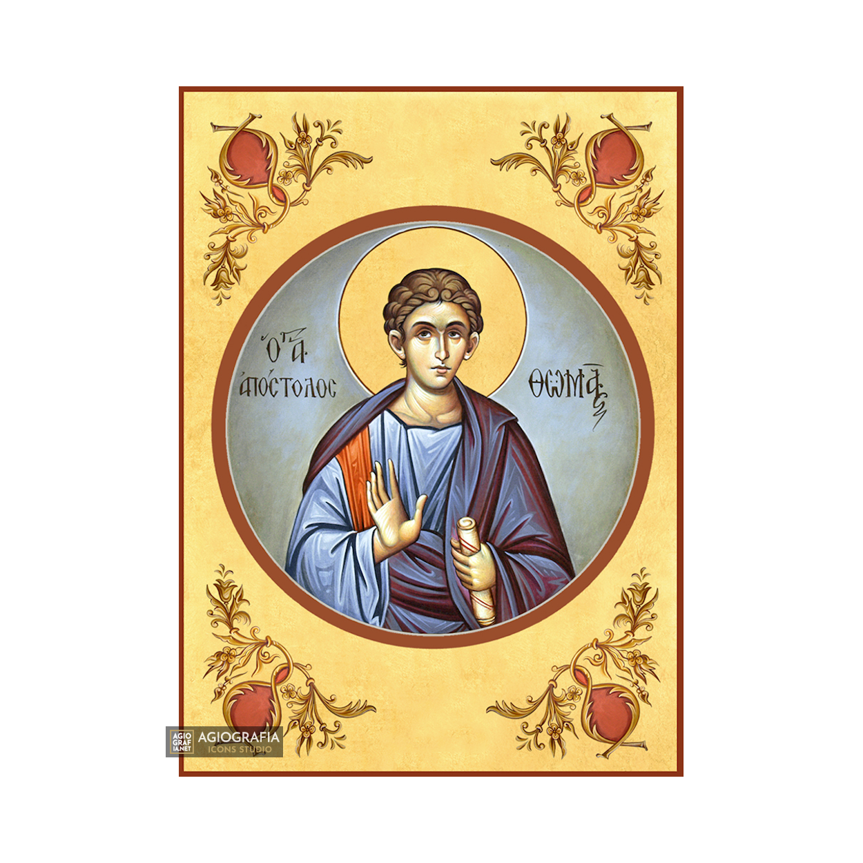22k St Apostle Thomas - Gold Leaf Background Christian Orthodox Icon