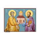 Saints Apostles Peter and Paul Christian Icon with Blue Background