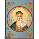 St Argiri Greek Orthodox Icon on Wood with Blue Background