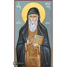 St Arsenios Cappadokian Greek Wood Icon with Blue Background