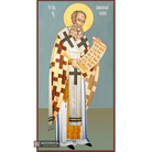 St Athanasios Christian Orthodox Icon on Wood with Blue Background'