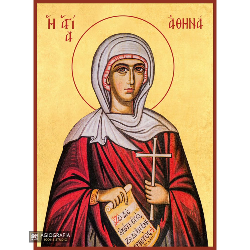 22k St Athena Gold Leaf Background Greek Orthodox Icon
