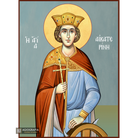 St Catherine Christian Byzantine Icon with Blue Background