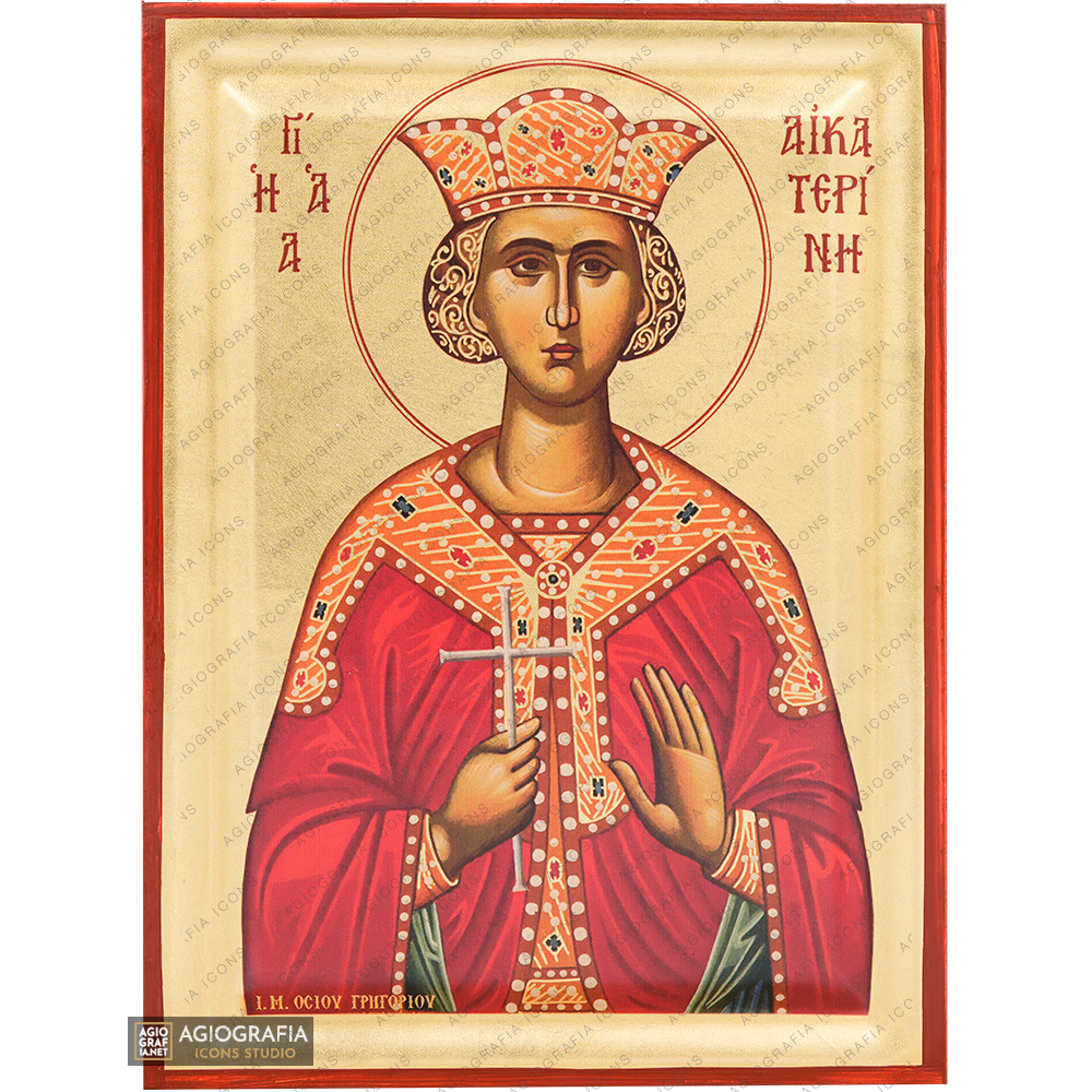 St Catherine Greek Orthodox Wood Icon with Gold Leaf – Agiografia Icons