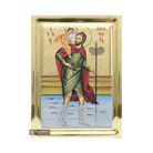 St Christopher Christian Orthodox Icon on Wood with Gilding Effect
