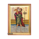 St Christopher Greek Christian Orthodox Icon on Wood with Gold Leaf