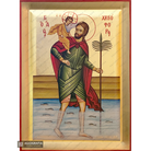 St Christopher Greek Christian Orthodox Icon on Wood with Gold Leaf