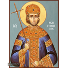 St Constantine Greek Christian Icon with Blue Background