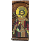 St Constantine Christian Orthodox Gold Print Icon on Carved Wood
