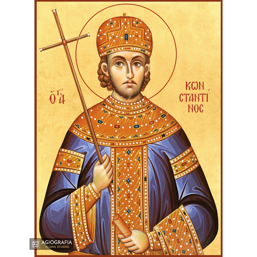 22k St Constantine - Gold Leaf Background Christian Orthodox Icon
