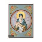 St David of Evia Christian Orthodox Icon with Blue Background