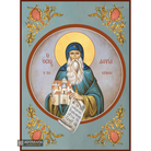 St David of Evia Christian Orthodox Icon with Blue Background