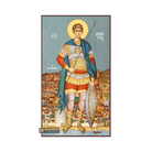 St Demetrius Christian Byzantine Wood Icon with Blue Background