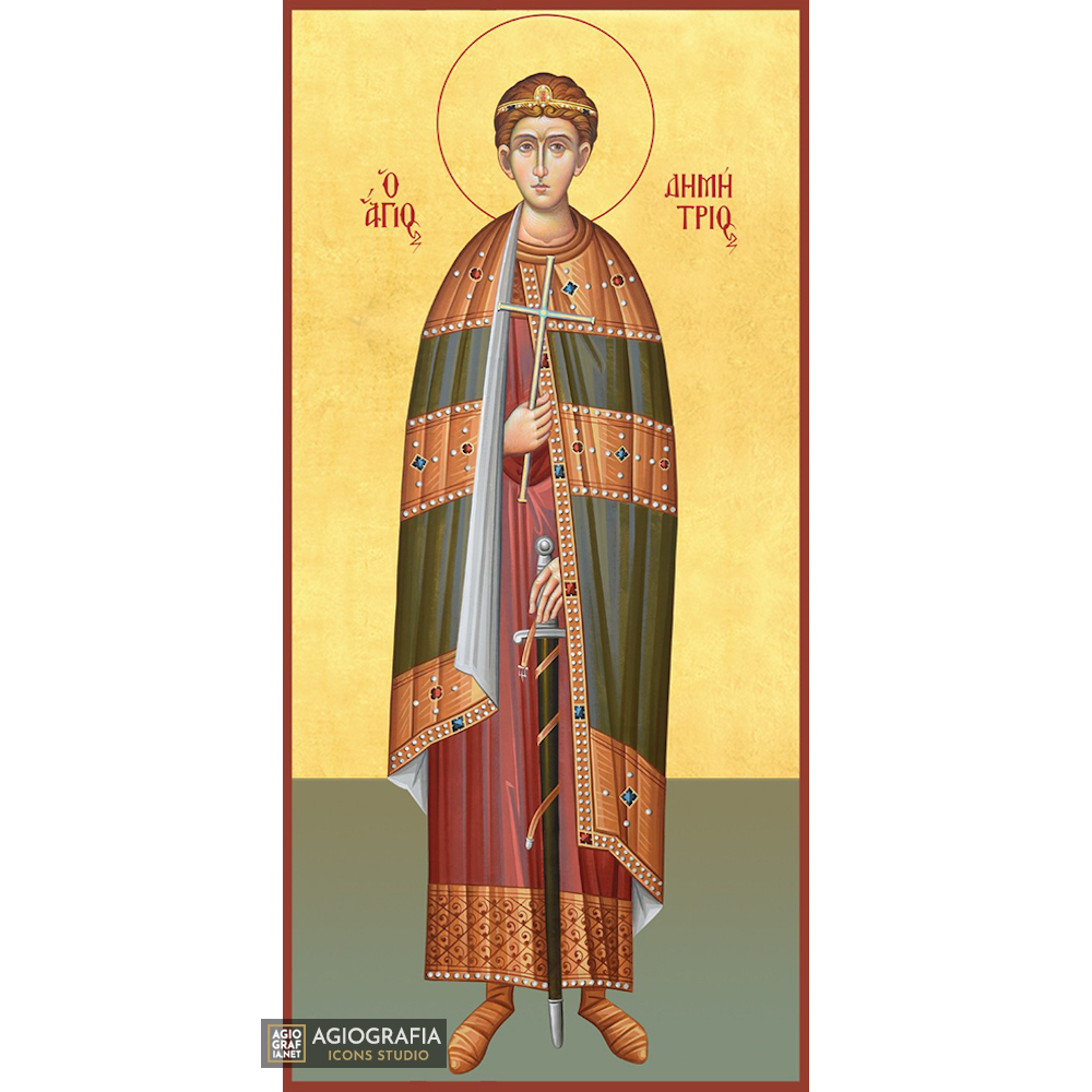 22k St Demetrius - Gold Leaf Background Christian Orthodox Icon