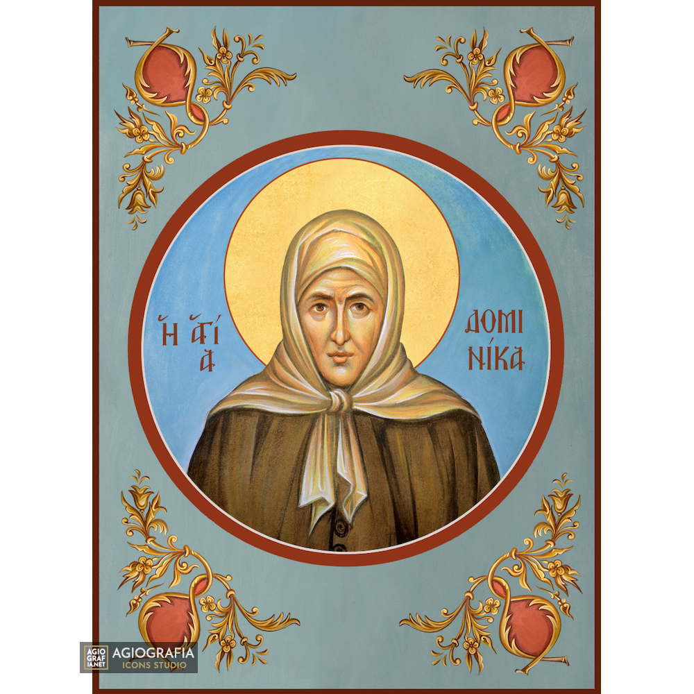 St Dominica Christian Orthodox Icon with Blue Background