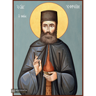 St Efrem of New Makri Orthodox Icon with Blue Background