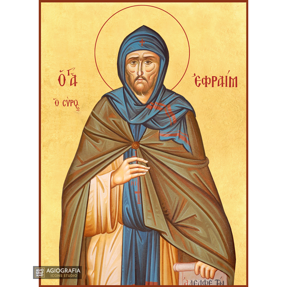 22k St Efrem Syrian - Gold Leaf Background Christian Orthodox Icon