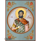 St Efstathios Greek Orthodox Icon with Blue Background