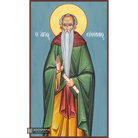 St Efthimios Christian Orthodox Icon on Wood with Blue Background