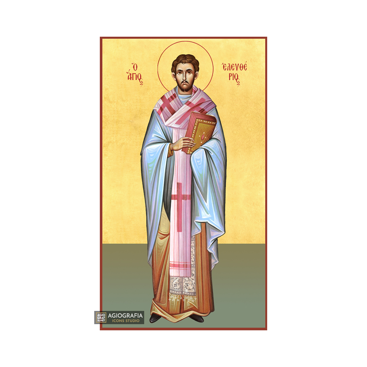 22k St Eleftherios - Gold Leaf Background Christian Orthodox Icon